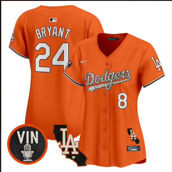 Women Los Angeles Dodgers #24 Bryant 2025 orange Limited Stitched Jersey